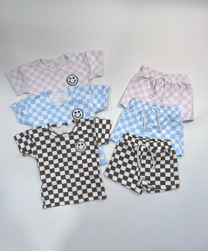 Checkered Smiley Short Set