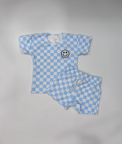 Checkered Smiley Short Set